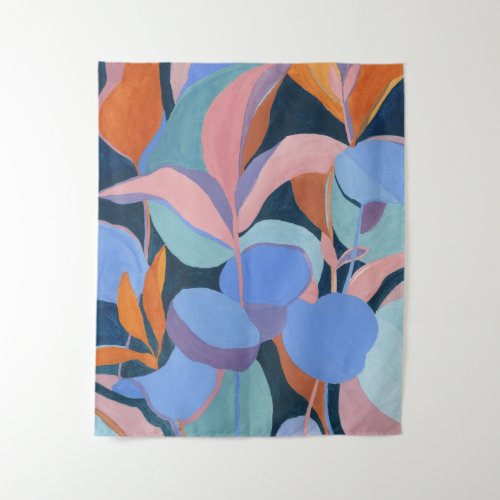 Colorful Abstract Botanical Art Tapestry