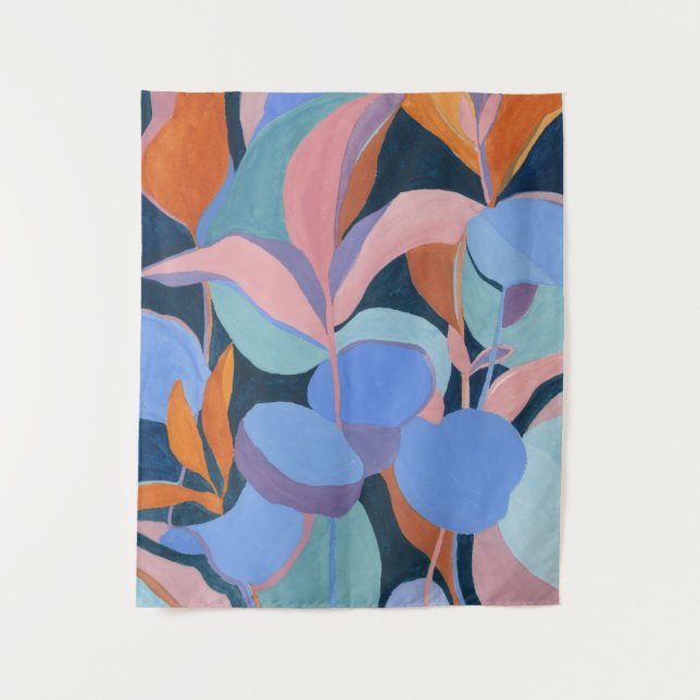 Colorful Abstract Botanical Art Tapestry (Front)