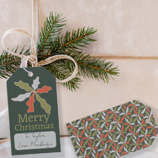 Colorful Abstract Botanical Christmas Gift Tags