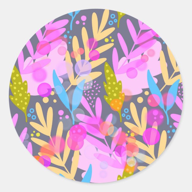 Colorful Abstract Botanical Pattern Sticker (Front)
