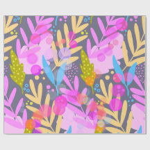 Colorful Abstract Botanical Pattern Wrapping Paper