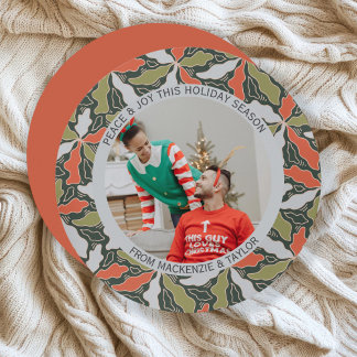 Colorful Abstract Botanical Photo Christmas Holiday Card