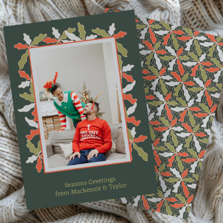 Colorful Abstract Botanical Photo Christmas Holiday Card