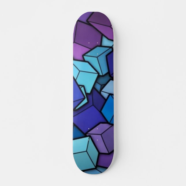 Colorful Abstract Boxes Skateboard (Front)