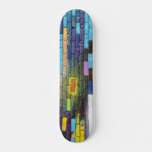 Colorful Abstract Brick Art Skateboard