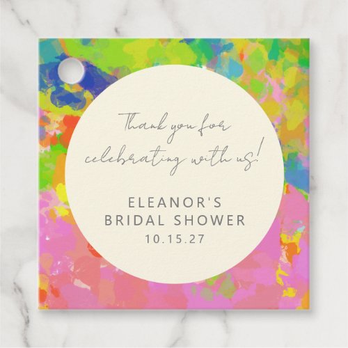 Colorful Abstract Bridal Shower Custom Thank You Favor Tags