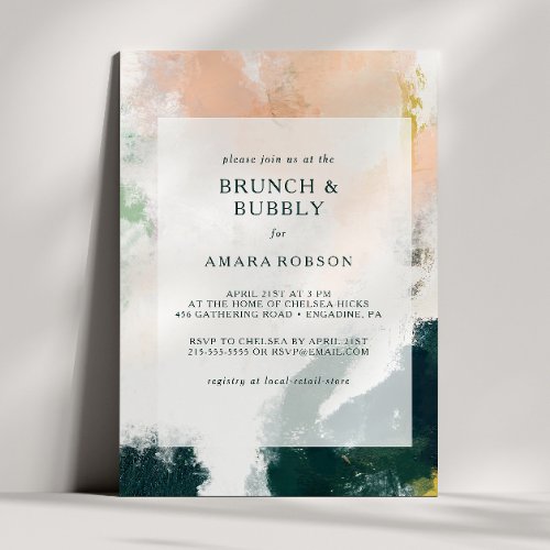 Colorful Abstract Brunch and Bubbly Shower Invitation