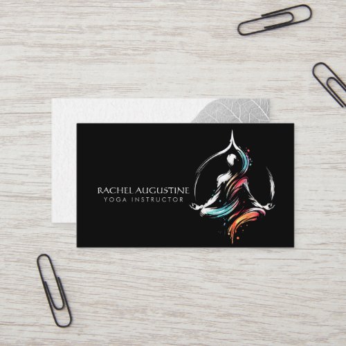 Colorful Abstract Brush Logo Meditation Instructor Business Card