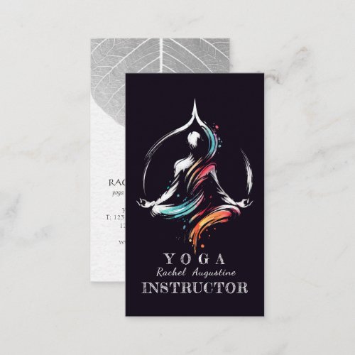 Colorful Abstract Brush Logo Meditation Instructor Business Card