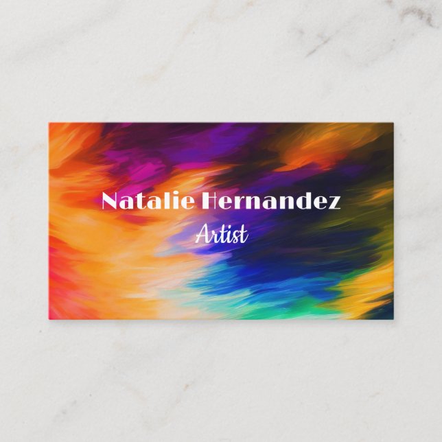 Colorful abstract brush strokes business card (Front)