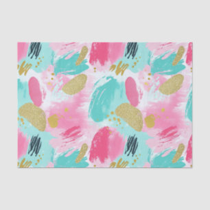 Colorful Abstract Brushstrokes - Mint & Pink (1) Tissue Paper