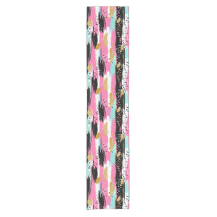 Colorful Abstract Brushstrokes - Mint & Pink (2) Short Table Runner