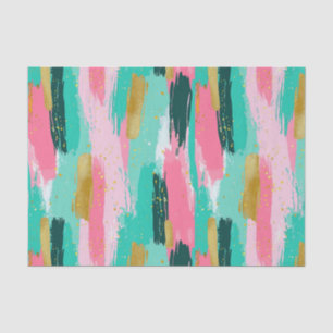 Colorful Abstract Brushstrokes - Mint & Pink Tissue Paper