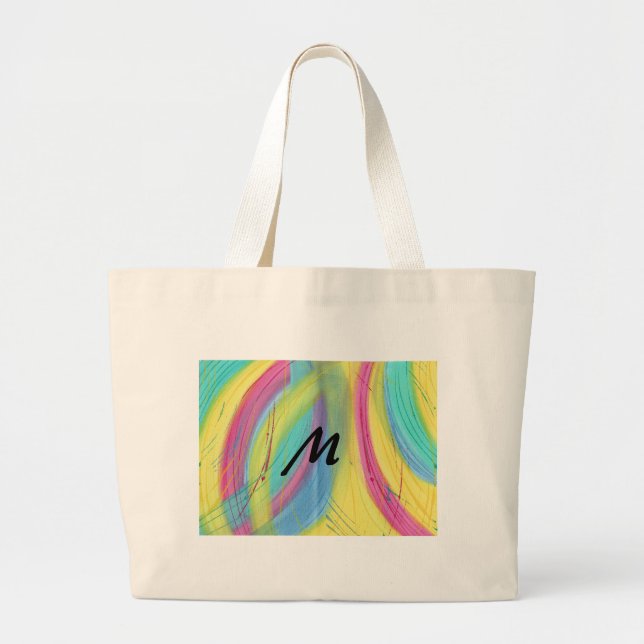 Colorful Abstract Brushstrokes Monogram Bags (Front)