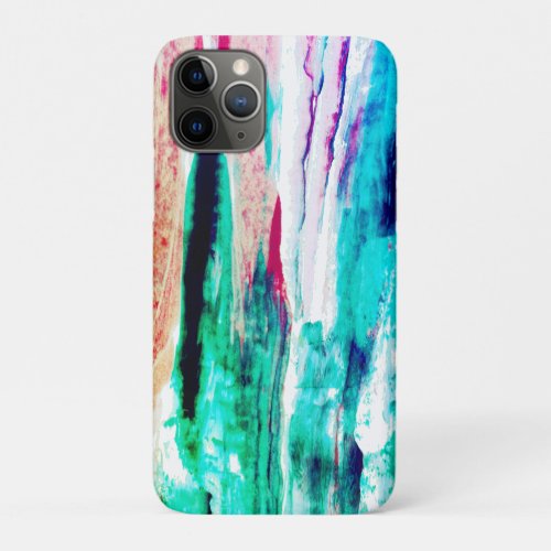 Colorful Abstract Brushstrokes Paint Stripe Aqua iPhone 11 Pro Case