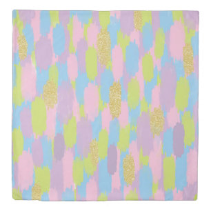 Colorful Abstract Brushstrokes Pattern Monogram Duvet Cover
