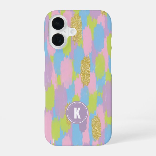 Colorful Abstract Brushstrokes  Pattern Monogram Iphone Case (Back)