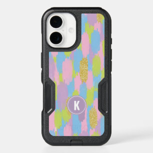 Colorful Abstract Brushstrokes  Pattern Monogram iPhone 16 Case