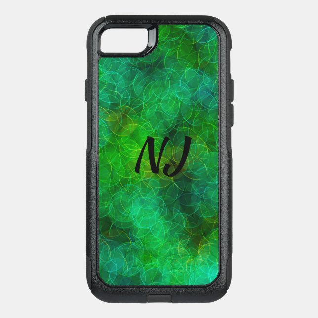 Colorful Abstract Bubbles Green and Black Modern  Otterbox iPhone Case (Back)
