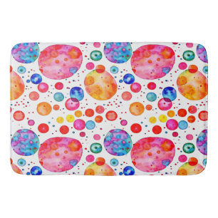 Colorful Abstract Bubbles Watercolor  Bath Mat