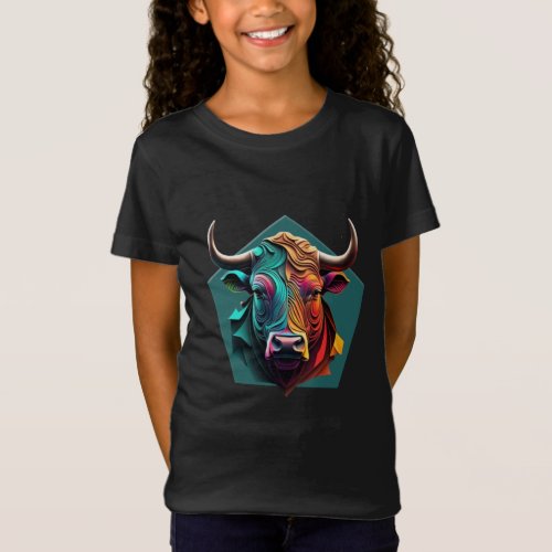 Colorful Abstract Bull Head T_Shirt
