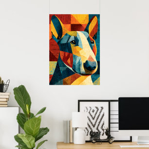 Colorful Abstract Bull Terrier Geometric Poster