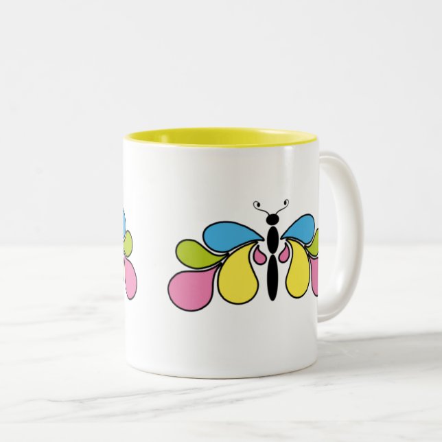 Colorful Abstract Butterfly Coffee Mug (Front Right)
