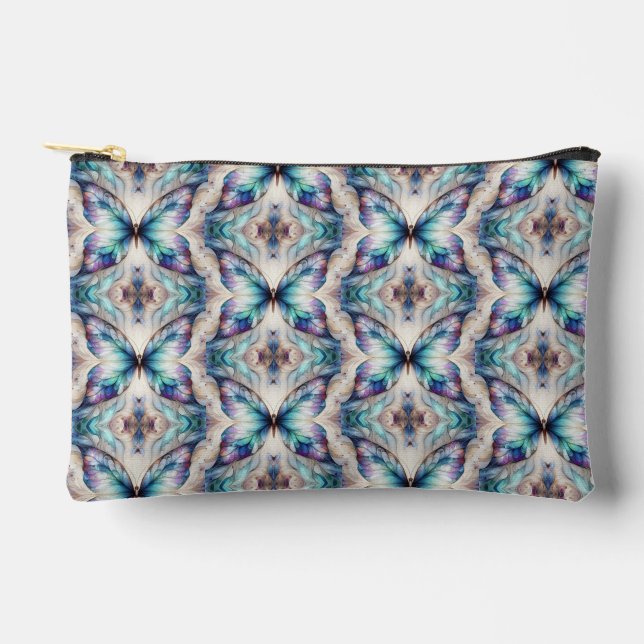 Colorful abstract butterfly design accessory pouch (Front)