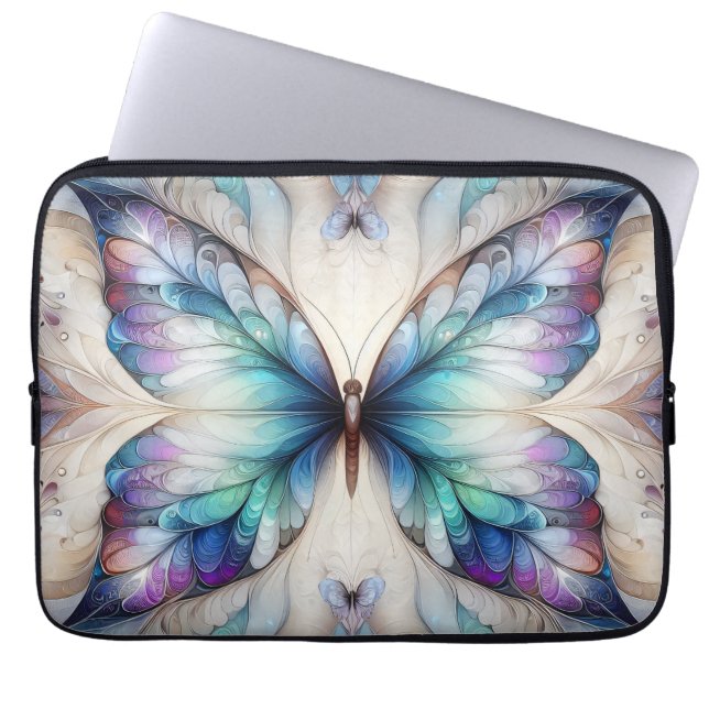 Colorful abstract butterfly design laptop sleeve (Front)