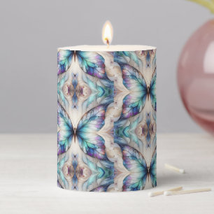 Colorful abstract butterfly design pillar candle