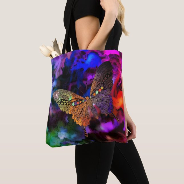 Colorful Abstract Butterfly Tote Bag (Close Up)