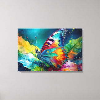 Colorful Abstract Butterfly Watercolor Art Canvas Print