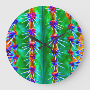 Colorful Abstract Cactus Pop Modern Southwest Large Clock