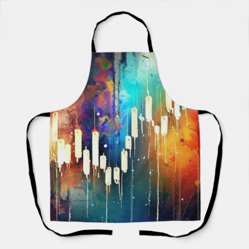 Colorful abstract candlestick chart painting apron