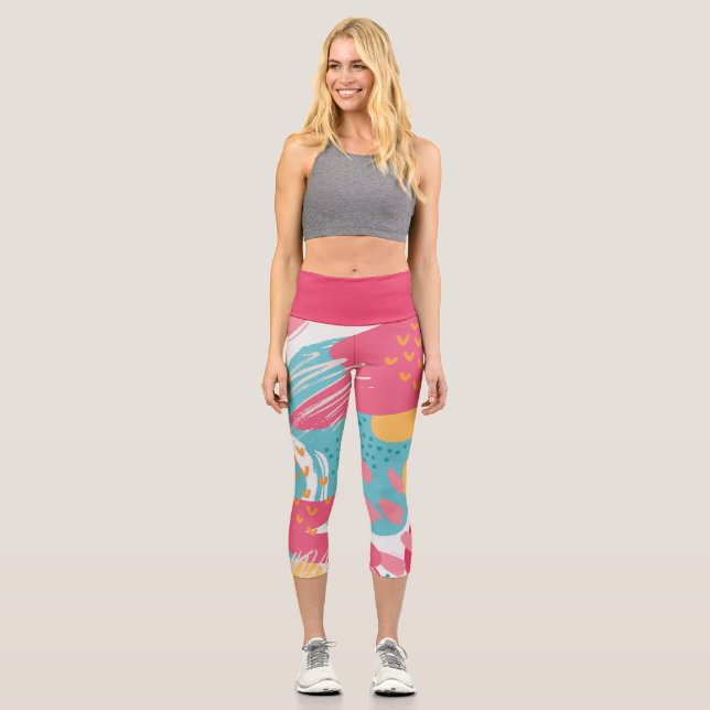 Colorful Abstract Capri Leggings (Front)