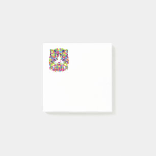 Colorful abstract cat, animal hand drawn illustra Post-it Notes