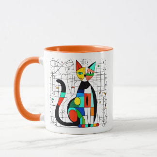 Colorful Abstract Cat Art Cubist Cubism Mug