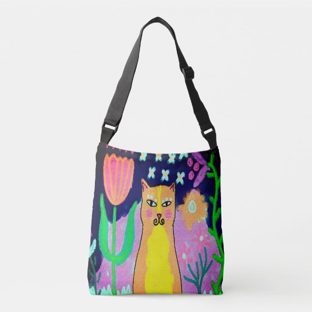 Colorful Abstract Cat Art Tote Bag (Front)