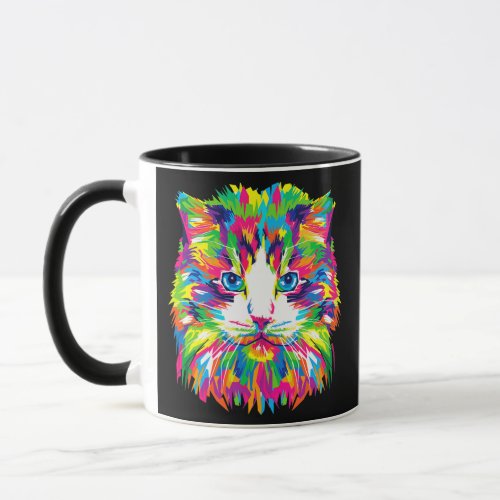 Colorful Abstract Cat Retro Illustration Cat Mom Mug