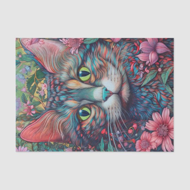 Colorful Abstract Cat Tissue Paper (Front)