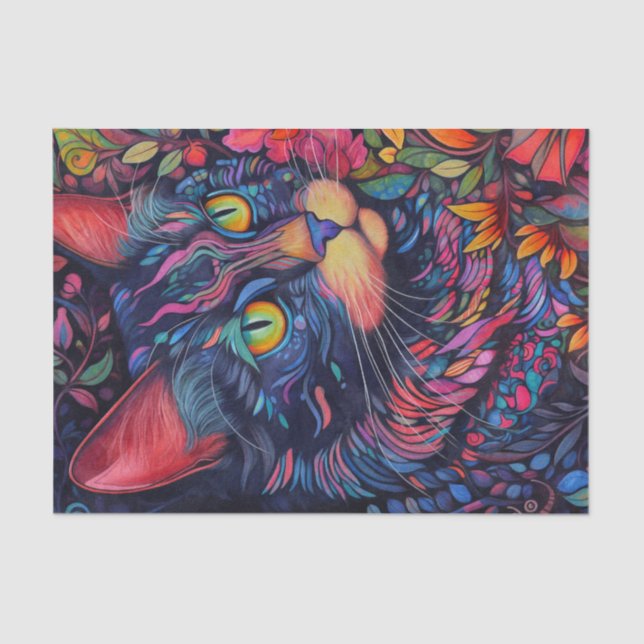 Colorful Abstract Cat Tissue Paper (Front)