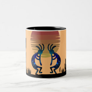Colorful Abstract Cave Petroglyphs Kokopelli Two-Tone Coffee Mug