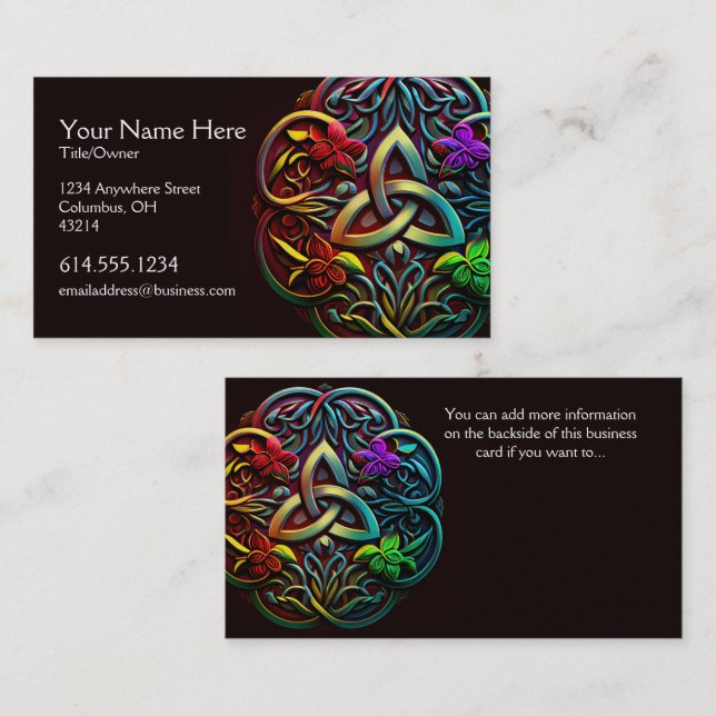 Colorful Abstract Celtic Desig Irish Business Card (Front/Back)