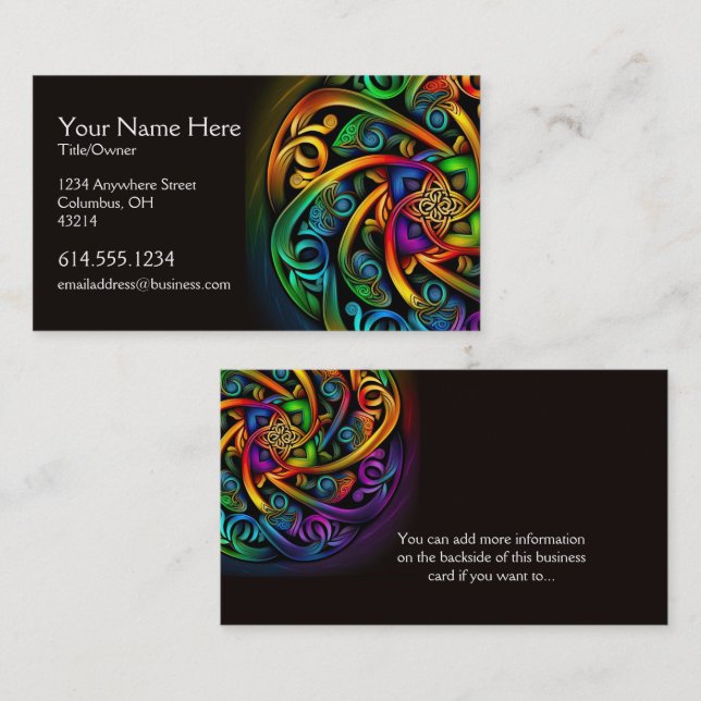 Colorful Abstract Celtic Desig Irish Business Card (Front/Back)