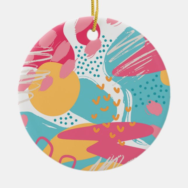 Colorful Abstract Ceramic Ornament (Front)