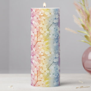 Colorful Abstract Cherry Flower Pillar Candle