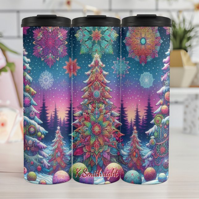 Colorful Abstract Christmas Trees Thermal Tumbler (Creator Uploaded)