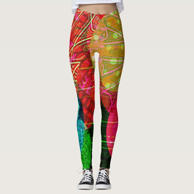 Colorful Abstract Circles Art Leggings (Front)