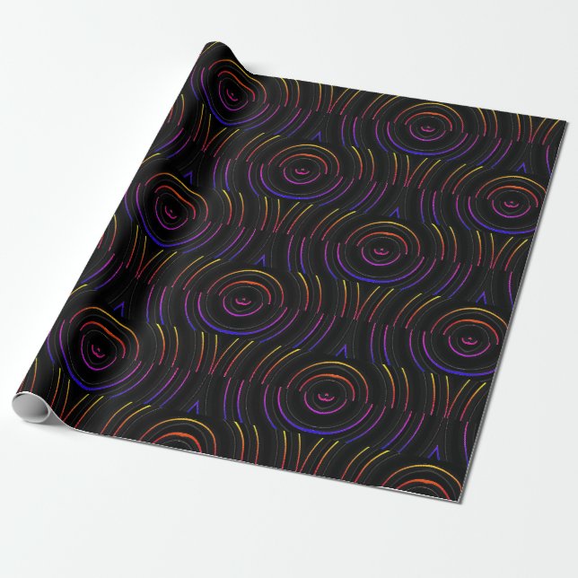 Colorful Abstract Circles Gamer Wrapping Paper (Unrolled)