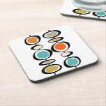 Colorful Abstract Circles Mid Century Style Beverage Coaster<br><div class="desc">Theses fabulous mid century modern coasters feature two sets of abstract hanging circles in the colors of turquoise blue,  two shades of orange,  cream,  avocado green,  gold,  and black. This will make a colorful addition to your coffee or side table!</div>